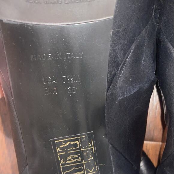 VERA WANG Black Leather 7.5 Peep Toe High Heel Platform Sexy Stiletto Booties - Picture 7 of 10